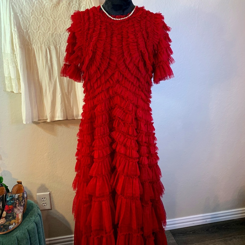 Needle and Thread deep red formal gown size 12 -prom wedding mother of bride